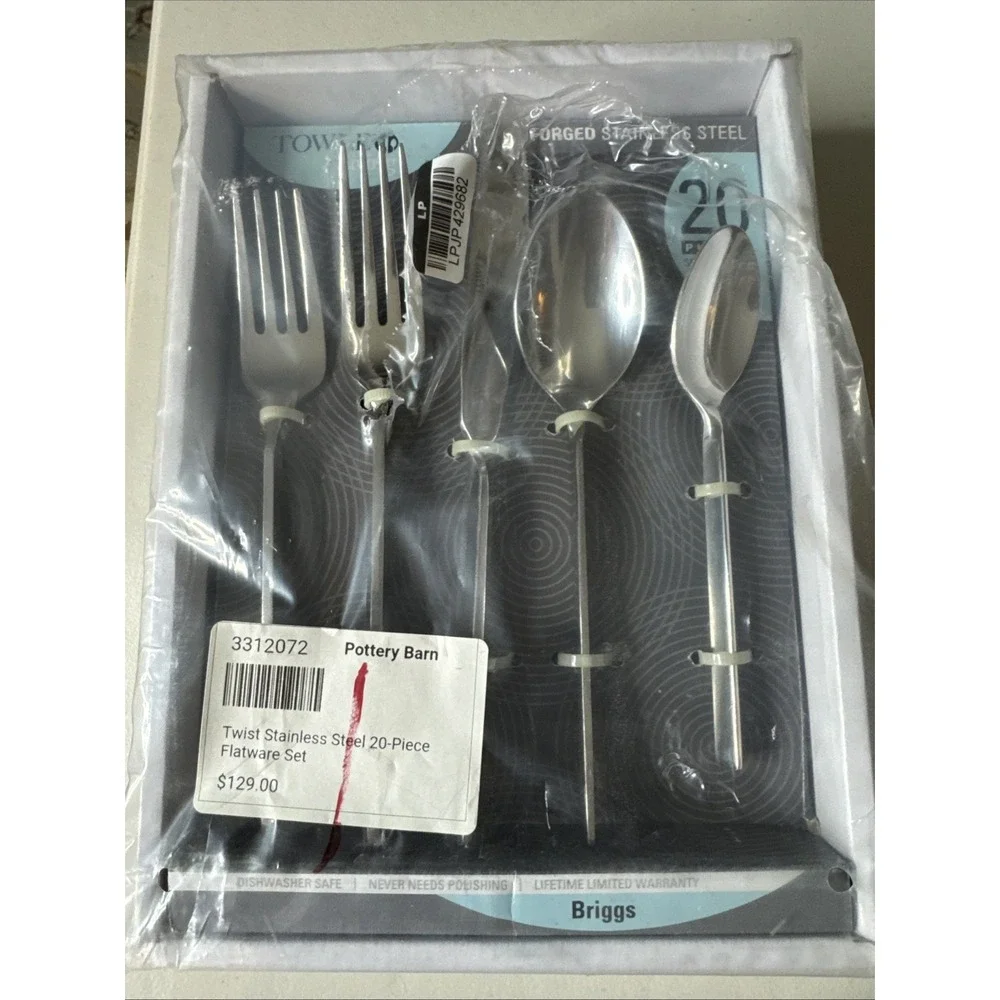 Pottery Barn Twist 20 Pc Set Forged Stainless Steel Silver India 4 Pc Place Set